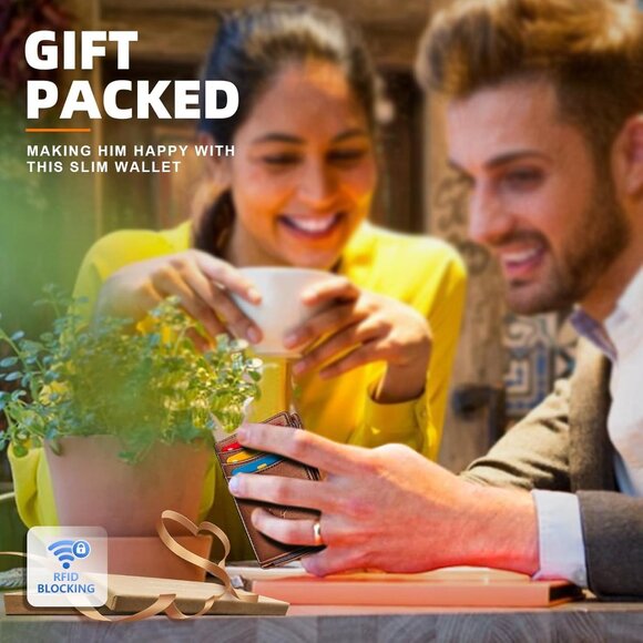 Magnetic RFID Blocking Slim Wallet-Genuine Leather Front Pocket Wallet for Men - Picture 7 of 7